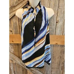 WHBM blue sleevless semi Sheer Lined sleevless med M EUC Career Casual